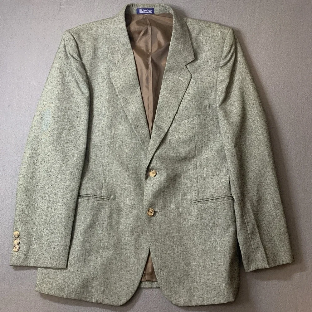 HARA Image Plus Mens Size 40 Blazer Beige Brown Long Sleeve Pockets 70s